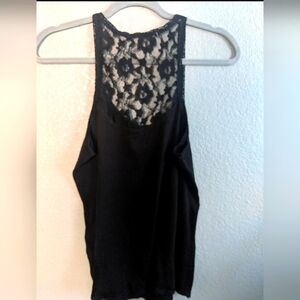 Women's Lace Black Tank Top Blouse Summer Beach Pool Coquette